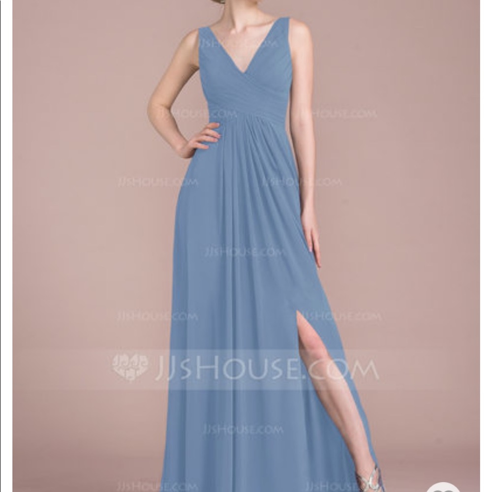 Slate Blue floor length bridesmaid dress NWT